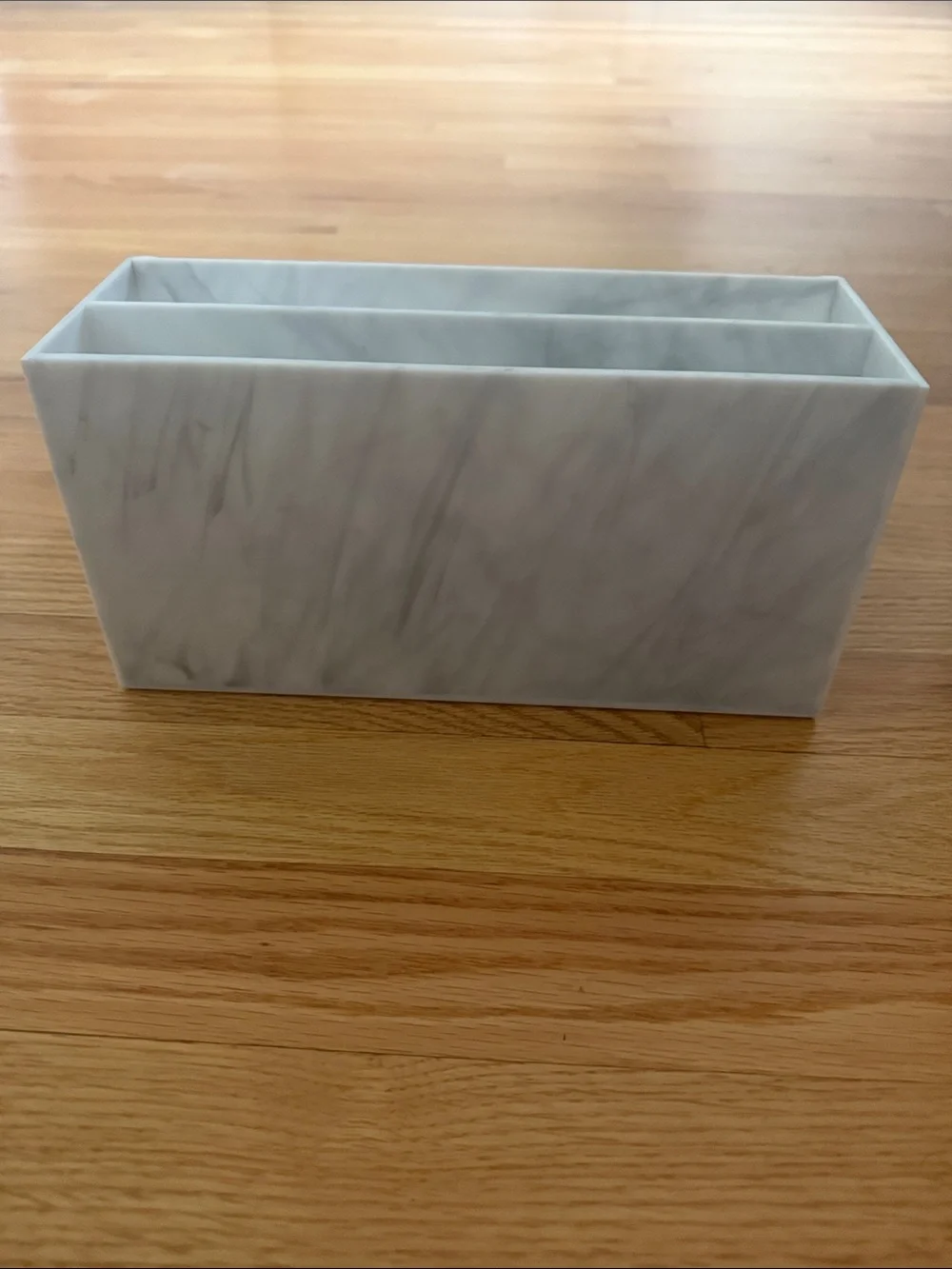 Marble-Effect White Desktop Organizer - Multi-Compartment Storage
